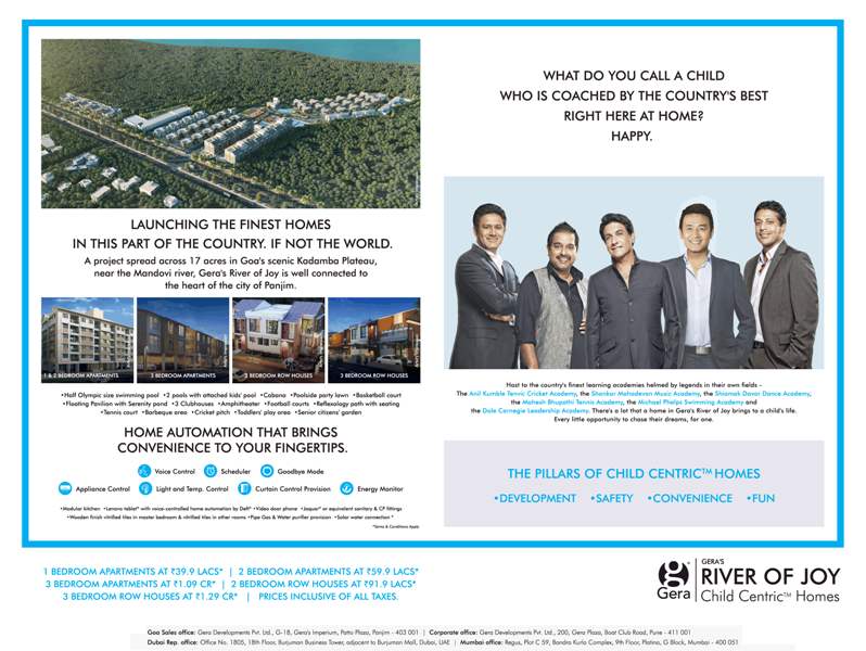 Reside in the finest homes in this part of the country at Gera River of Joy in Goa